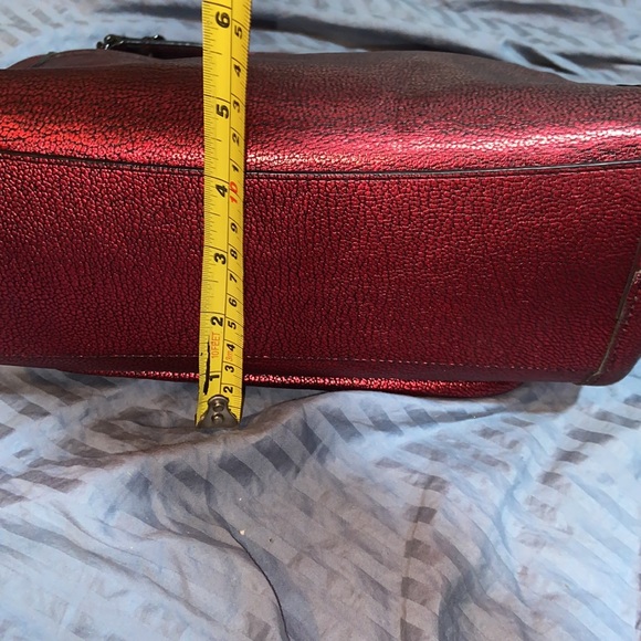 Coach Metallic Red Ranger Flap Crossbody Bag Metal Chain Convertible - Picture 9 of 16